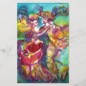 CARNIVAL DANCE Masquerade Dancers Pink Yellow Blue Briefpapier (Achterkant)