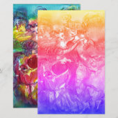 CARNIVAL DANCE Masquerade Dancers Pink Yellow Blue Briefpapier (Voorkant / Achterkant)