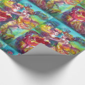 CARNIVAL DANCE, RED PAARSE FLORAL SWIRLS CADEAUPAPIER (Hoek)