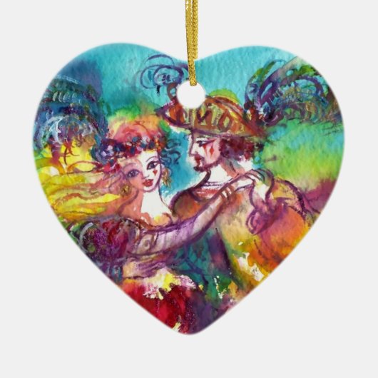 CARNIVAL DANCE RED RUBY HEART KERAMISCH ORNAMENT (Voorkant)