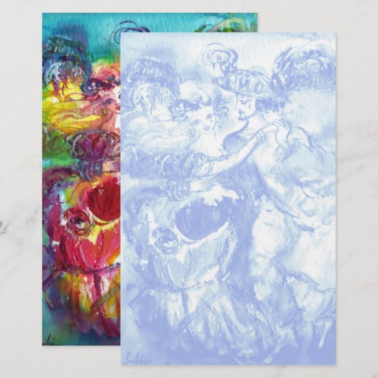 CARNIVAL DANCE, zacht blauw wit Briefpapier (Voorkant / Achterkant)