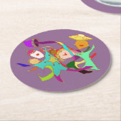 Carnival Dancers op Paars Ronde Kartonnen Onderzetter (Gebogen)