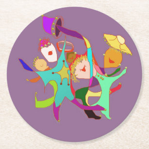 Carnival Dancers op Paars Ronde Kartonnen Onderzetter