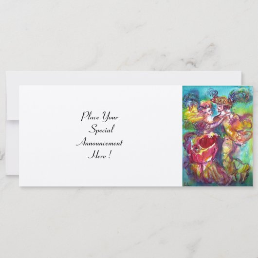 CARNIVAL DANS levendig blauw rood zwier champagne Kaart (Achterkant)