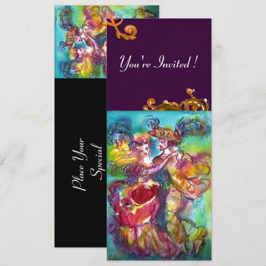 CARNIVAL DANS, levendig roze blauw geel zwier Kaart (Voorkant / Achterkant)