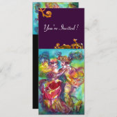 CARNIVAL DANS, levendig roze blauw geel zwierig de Kaart (Voorkant / Achterkant)