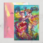 CARNIVAL DANS, Mardi Gras Feest, levendig roze bla Kaart (Voorkant / Achterkant)