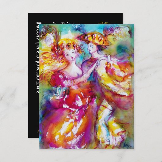 CARNIVAL DANS UITNODIGING BRIEFKAART (Voorkant / Achterkant)