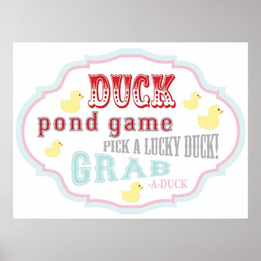 Carnival Duck Pond Sign Carnival Circus Birthday Poster (Voorkant)