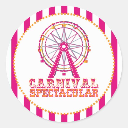 Carnival en Circus Party Ronde Sticker (Voorkant)