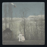 Carnival Evening, Henri Rousseau oil painting 1886 Stenen Onderzetter<br><div class="desc">Henri Rousseau,  oil on canvas,  1886... 
oil painting,  fine art,  traditional art,  modern art,  landscape,  winter,  cold,  bare trees,  carnival,  clown,  blue,  dark,  clouds,  cloudy,  overcast,  moon,  moonlight,  night,  nighttime,  grey,  gray,  spooky,  gloomy,  murky,  eclectic,  chic,  stately,  sophisticated,  funky,  home decor,  unique,  elegant,  quirky,  gothic, </div>