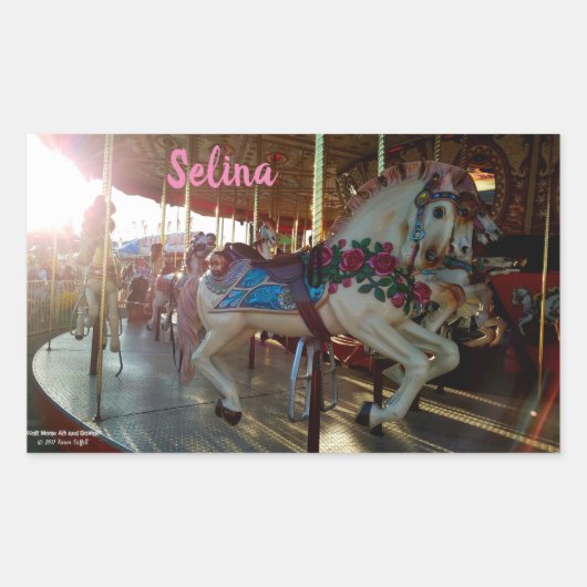 Carnival Fair Carousel Merry-Go-Roung Horse Rechthoekige Sticker (Voorkant)