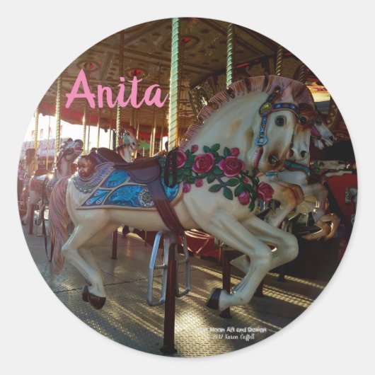 Carnival Fair Carousel Merry-Go-Roung Horse Ronde Sticker (Voorkant)