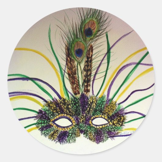 Carnival Feather Mask Custom Art Sticker Seals (Voorkant)