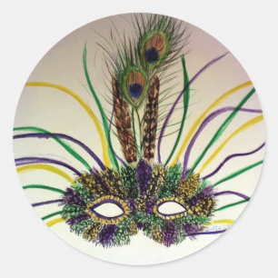 Carnival Feather Mask Custom Art Sticker Seals