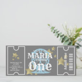 Carnival Ferris Wheel Birthday Ticket Party Grey Kaart (Staand voorkant)