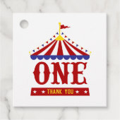 Carnival First Birthday Circus Tent Dank je wel Bedankjes Labels (Voorkant)