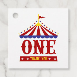 Carnival First Birthday Circus Tent Dank je wel Bedankjes Labels