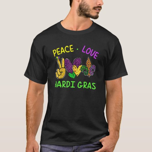 Carnival For Hippies Peace Love Mardi Gras Long  1 T-shirt (Voorkant)