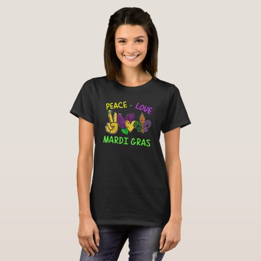 Carnival For Hippies Peace Love Mardi Gras Long  1 T-shirt (Voorkant volledig)