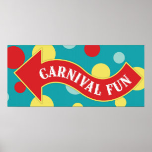 Carnival Fun Arrow Sign Carnival Circus Birthday L Poster