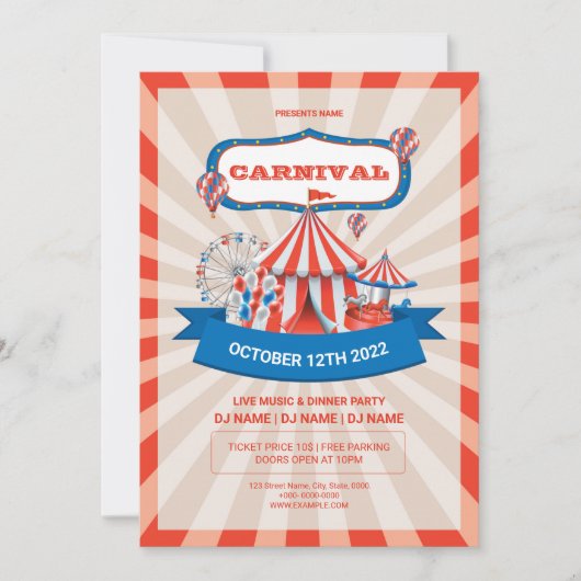 Carnival Fun Fair Party Flyer Kaart (Voorkant)
