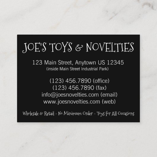 Carnival Game Plush Duck Turtle Speelgoed prijst d Visitekaartje (Achterkant)