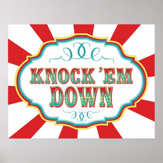 Carnival Game Sign Knock Down Poster (Voorkant)