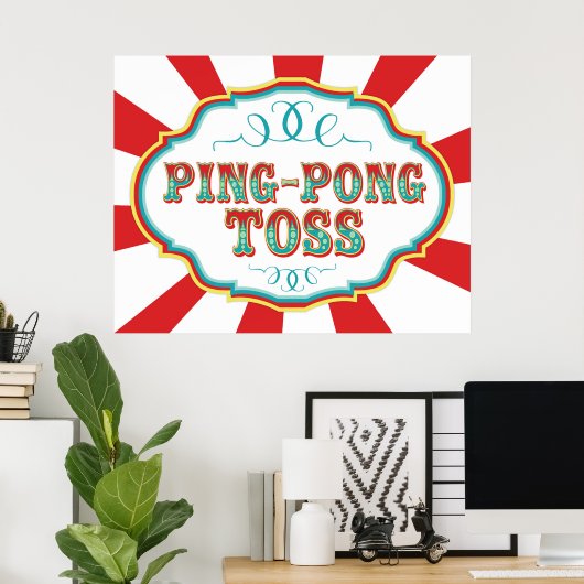 Carnival Game Sign Ping Pong Toss Poster (Thuiskantoor)