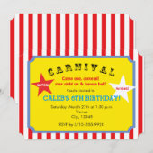 Carnival gestreepte verjaardagsfeesticket uitnodig kaart (Voorkant / Achterkant)