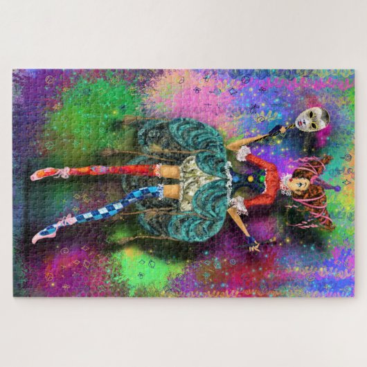 Carnival Girl Clown Joker Puzzle Painting Legpuzzel (Horizontaal)