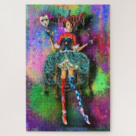 Carnival Girl Clown Joker Puzzle Painting Legpuzzel (Verticaal)