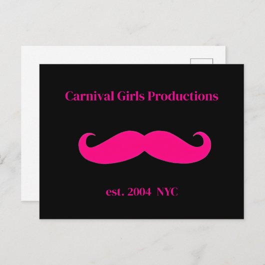 Carnival Girls Productions Mustache Briefkaart (Voorkant / Achterkant)