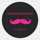 Carnival Girls Productions Mustache Ronde Sticker (Voorkant)