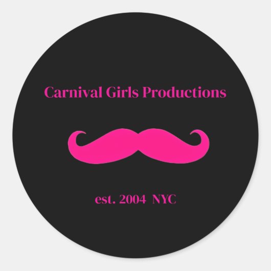 Carnival Girls Productions Mustache Ronde Sticker (Voorkant)