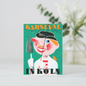 Carnival in Keulen, gelukkig man onder paraplu Briefkaart (Staand voorkant)