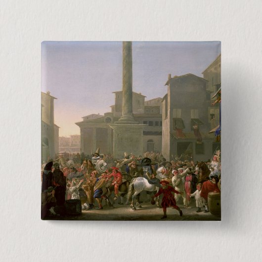 Carnival in Rome, c.1650-51 Vierkante Button 5,1 Cm (Voorkant)
