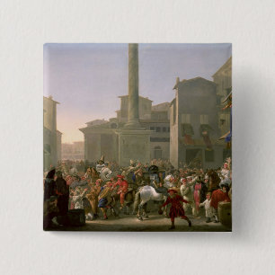 Carnival in Rome, c.1650-51 Vierkante Button 5,1 Cm