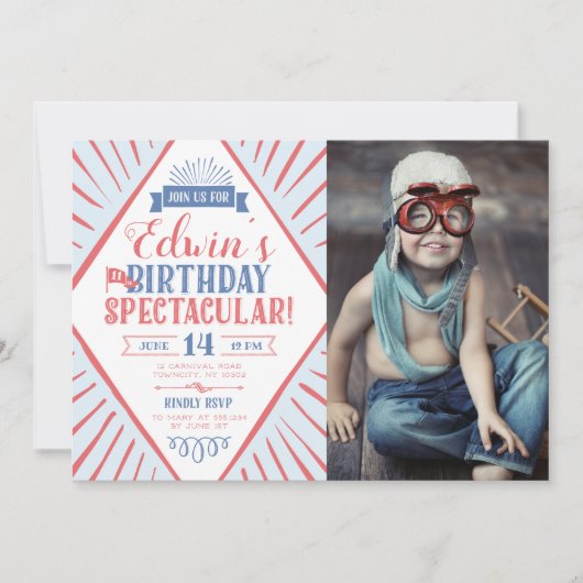 Carnival Kind Birthday Spectacular Geo Ticket Phot Aankondiging (Voorkant)