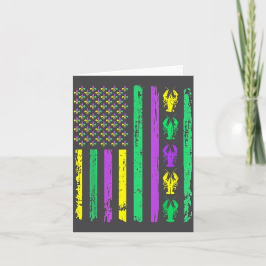 Carnival Mardi Gras Usa American Flag Crawfish Par Kaart (Voorkant)