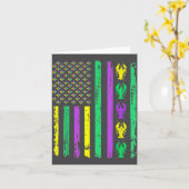 Carnival Mardi Gras Usa American Flag Crawfish Par Kaart (Gele Bloem)