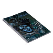 Carnival Mask-Blue Damask Note Book Notitieboek (Rechterzijde)