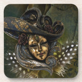 Carnival Mask-Green Damask Onderzetter (Voorkant)