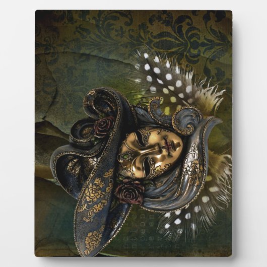 Carnival Mask-Green Damask Photo Plaque Fotoplaat (Voorkant)