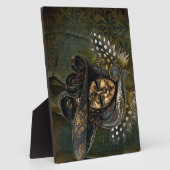 Carnival Mask-Green Damask Photo Plaque Fotoplaat (Zijkant)