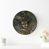 Carnival Mask-Green Damask Wall Clock Grote Klok (Huis)