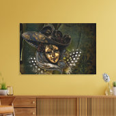 Carnival Mask-Green Damask Wrapped Canvas (Insitu (Woonkamer))