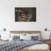 Carnival Mask-Green Damask Wrapped Canvas Afdruk (Insitu (Slaapkamer))