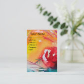 CARNIVAL MASK IN GEEL MET RODE ROSE ROSE VISITEKAARTJE (Staand voorkant)