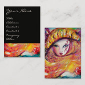 CARNIVAL MASK IN GEEL MET RODE ROSE ROSE VISITEKAARTJE (Voorkant / Achterkant)